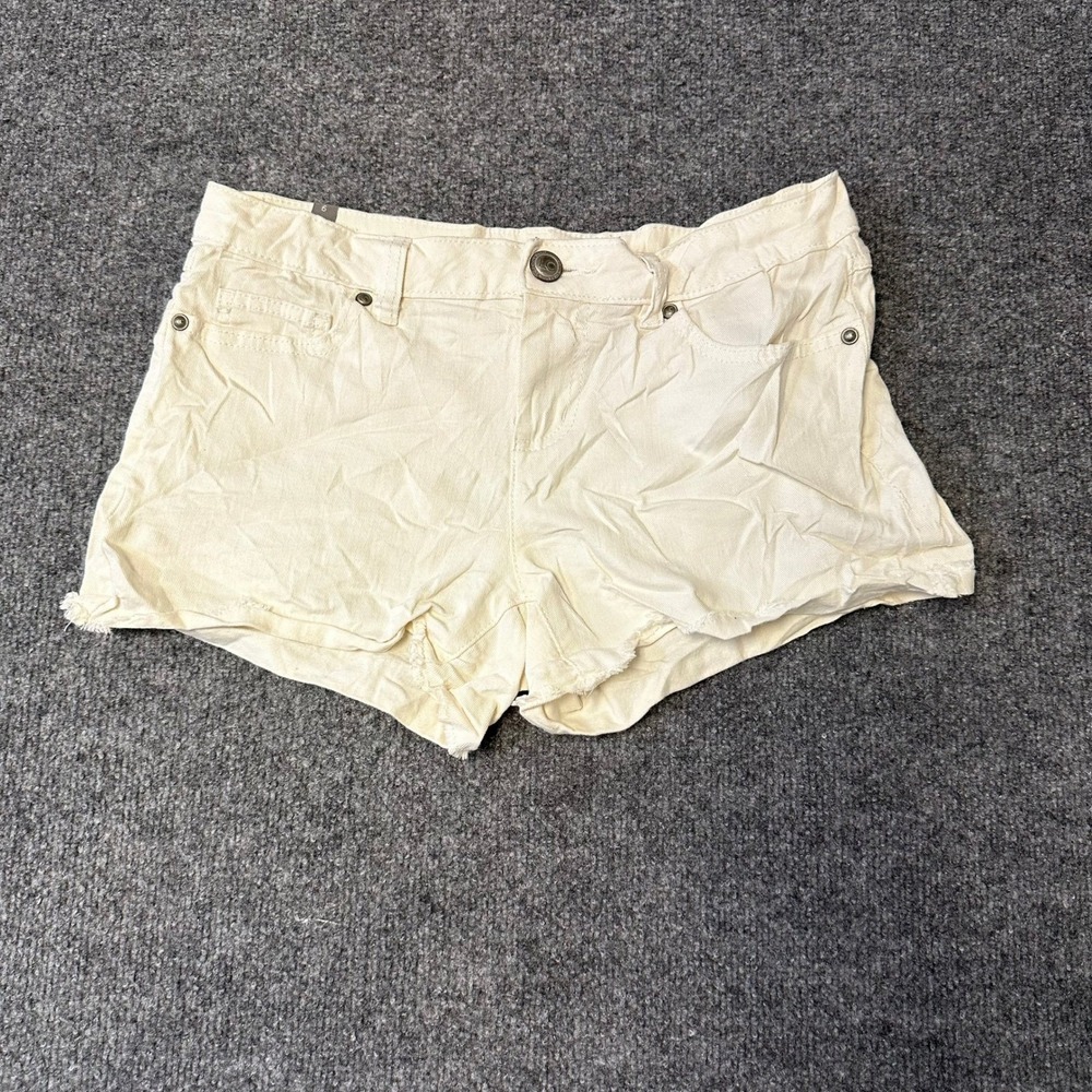 LC Lauren Conrad Shorts Womens Size 6 Cream Denim Raw Hem Casual Summer 70457